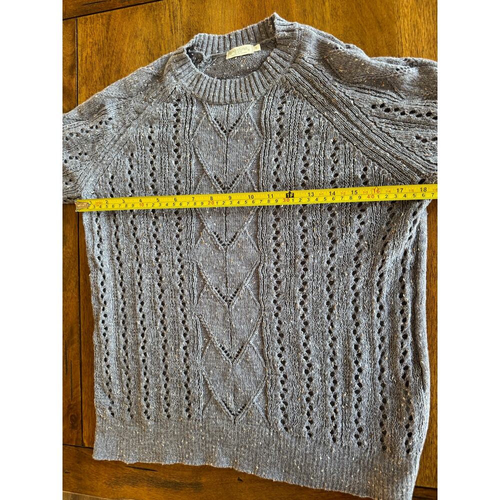 NWT Spartina 449 Shelby Pullover Denim Blue Pointelle Linen Sweater S - Picture 7 of 11